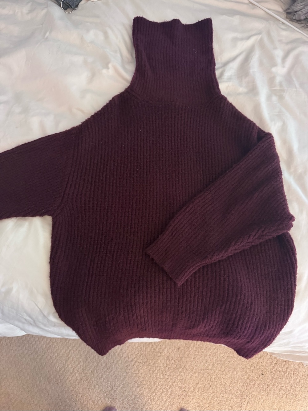 Lulu's Ribbed Cowl Sweater in Deep Plum